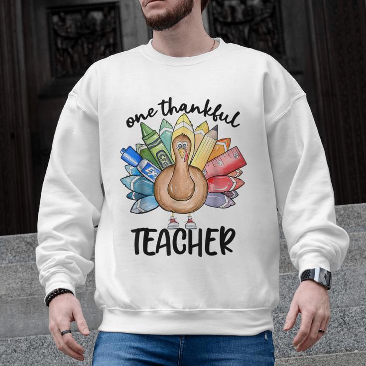One Thankful Teacher Turkey Pencil Thanksgiving Teachers Men Graphic Sweatshirt