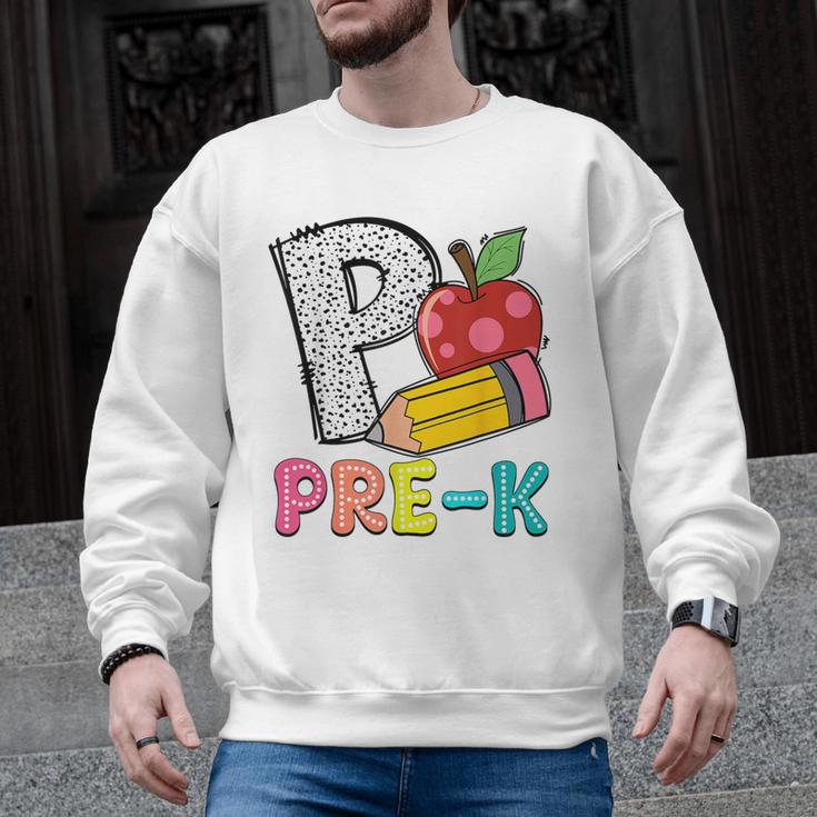 P Is For Pre-K Teacher Pencil Apple Back To School Men Graphic Sweatshirt
