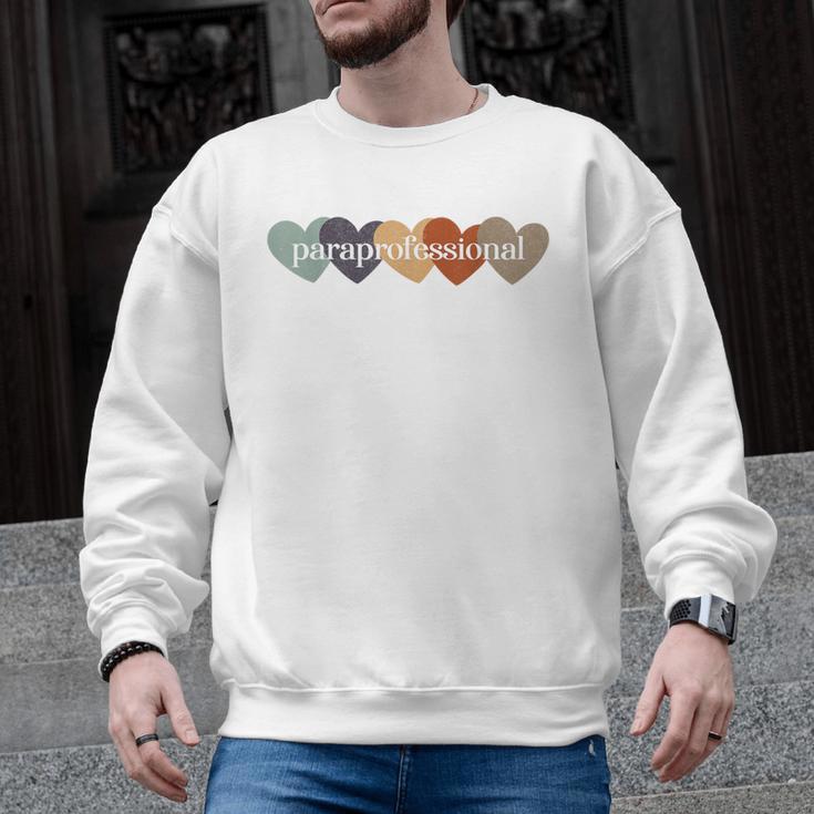 Paraprofessional Teacher Hearts Back To School Teach Rainbow Men Women Kids Men Graphic Sweatshirt
