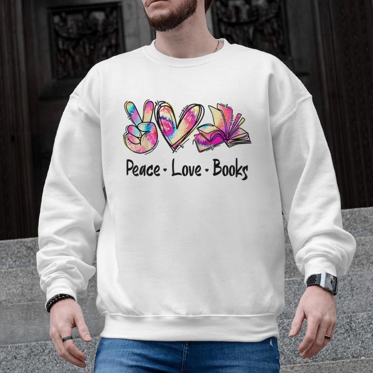 Peace Love Books Librarian Teacher Life Book Library Tie Dye Men Graphic Sweatshirt