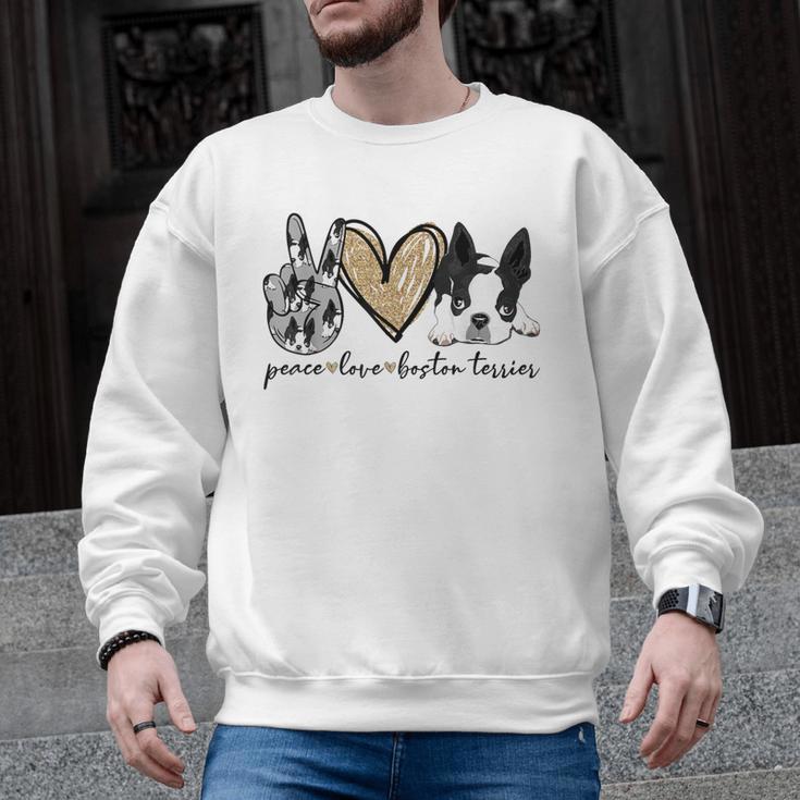 Peace Love Boston Terrier Boston Terrier Lover Dog Mom Men Graphic Sweatshirt