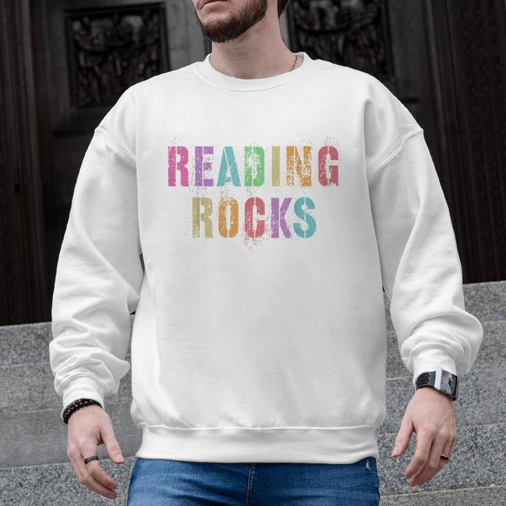 READING ROCKS English Teacher ELA ABCD Read Star Kinder Men Graphic Sweatshirt
