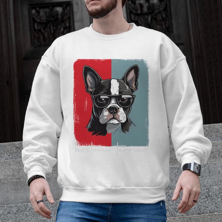Retro Boston Terrier Dog Lover Bostie Mom Dad Dog Owner Men Graphic Sweatshirt