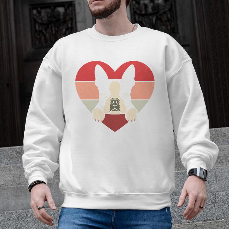 Retro Heart Boston Terrier Dog Vintage Valentine Men Graphic Sweatshirt