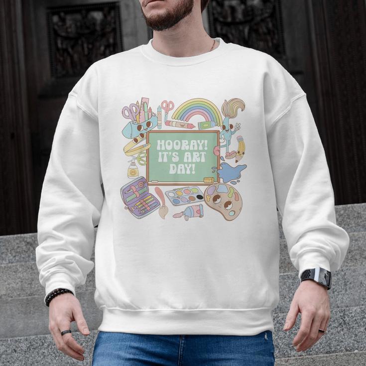 Retro Hooray It's Art Day Art Teacher Back To School Women Men Graphic Sweatshirt