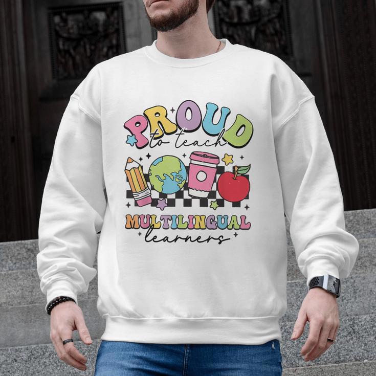 Retro Proud To Teach Multilingual Learners English Teacher Men Graphic Sweatshirt
