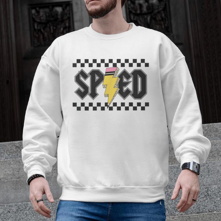 Retro SPED Teacher Pencil Lightning Bolt Back To School Men Graphic Sweatshirt