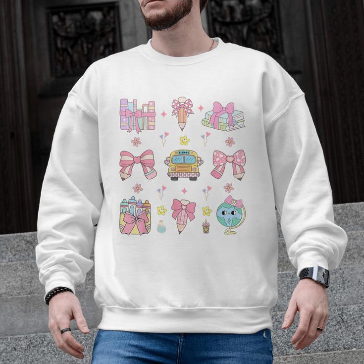 School Pencils And Bows Teacher Bow Coquette Pencil Girls Men Graphic Sweatshirt
