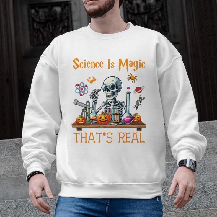 Science Is Magic Halloween Skeleton Students Teacher Men Graphic Sweatshirt
