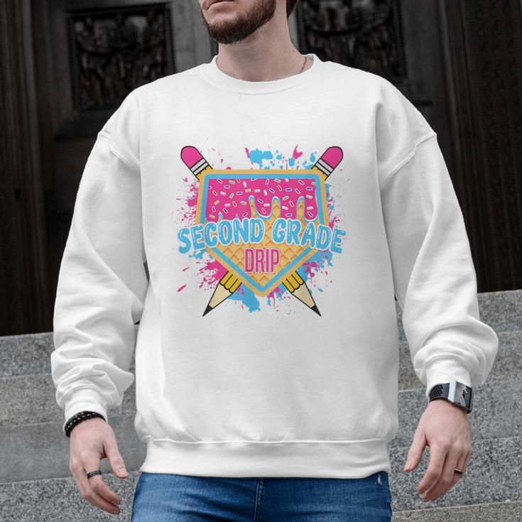Second Grade Drip Ice Cream Home Plate Baseball Teachers Kid Men Graphic Sweatshirt