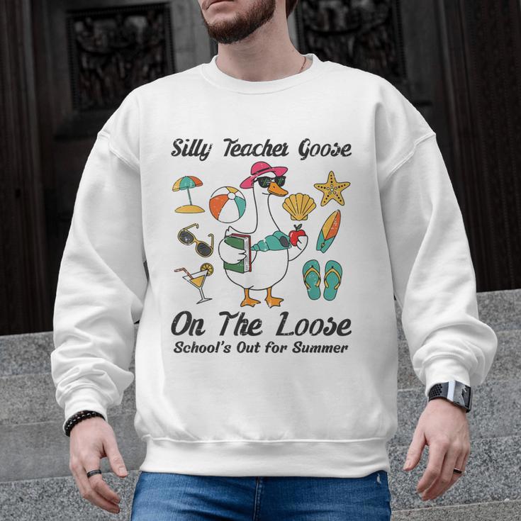 Silly Teacher Goose On The Loose School Out Summer Women Men Men Graphic Sweatshirt