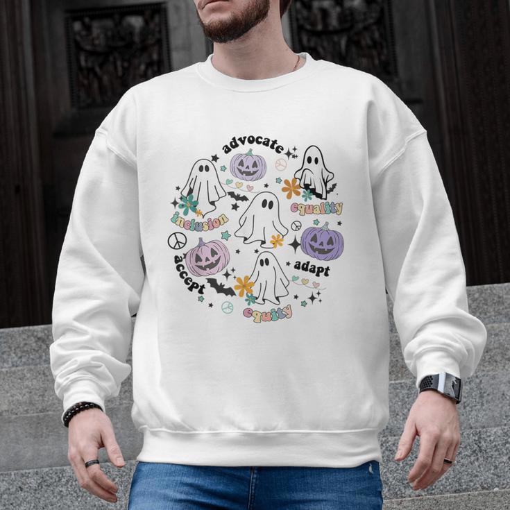 Special Education Teacher Halloween Pumpkin Ghost Inclusion Men Graphic Sweatshirt