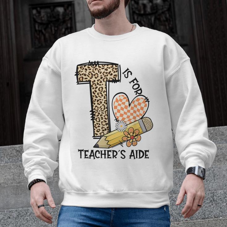 T Is For Teacher’s Aide Back To First Day Of School Leopard Men Women Girls Kids Men Graphic Sweatshirt