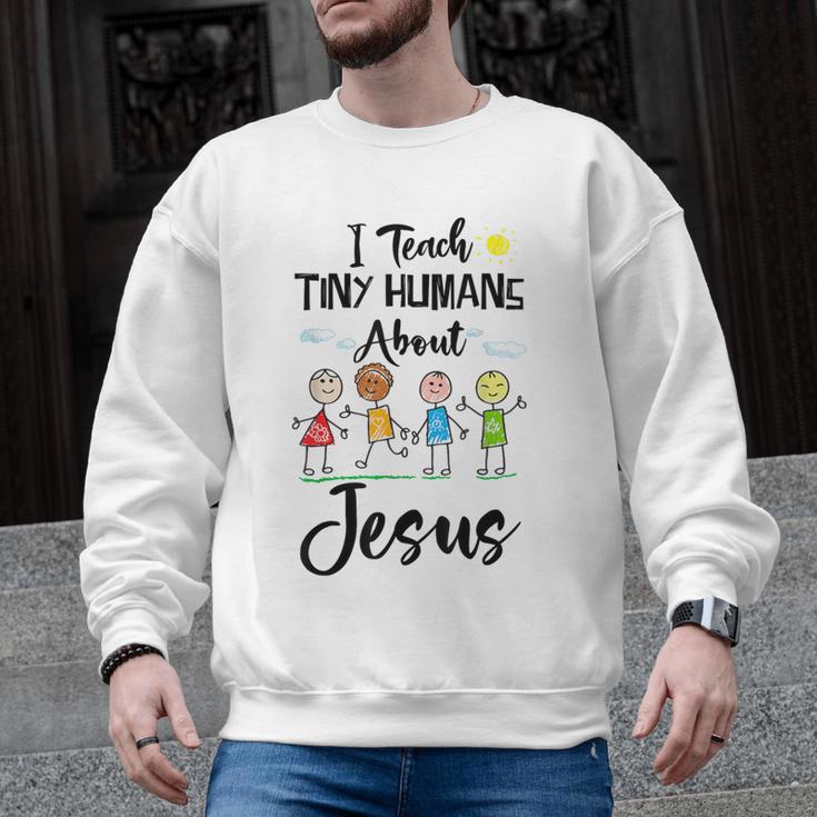 I Teach Tiny Humans About Jesus Sunday School Teacher Men Graphic Sweatshirt