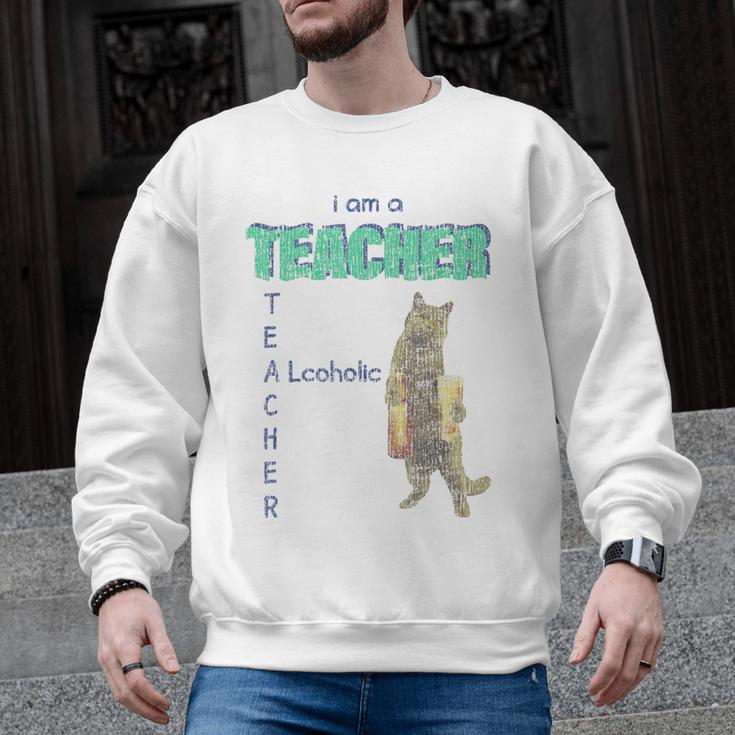 I Am A Teacher Alcoholic Cat Beer Feline Men Women Men Graphic Sweatshirt