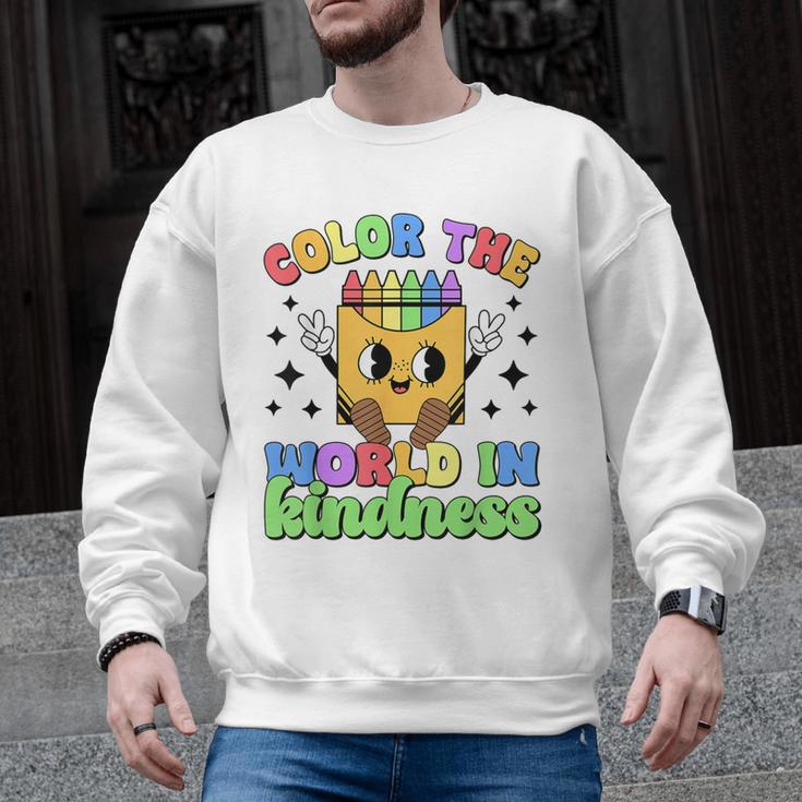 Teacher Back To School Color In Kindness Crayon Pencil Men Graphic Sweatshirt