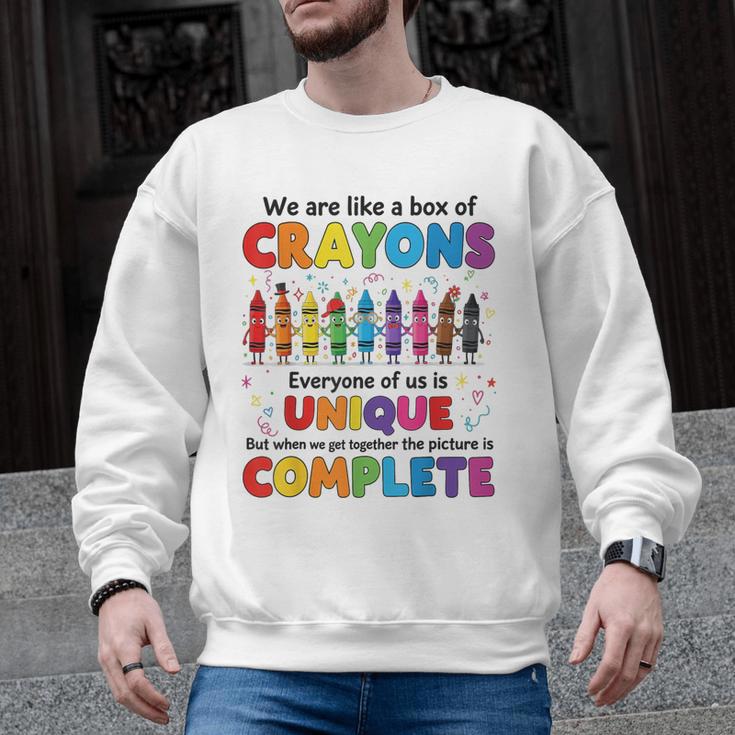 Teacher We Are Like a Box Of Crayons Back To School Men Graphic Sweatshirt