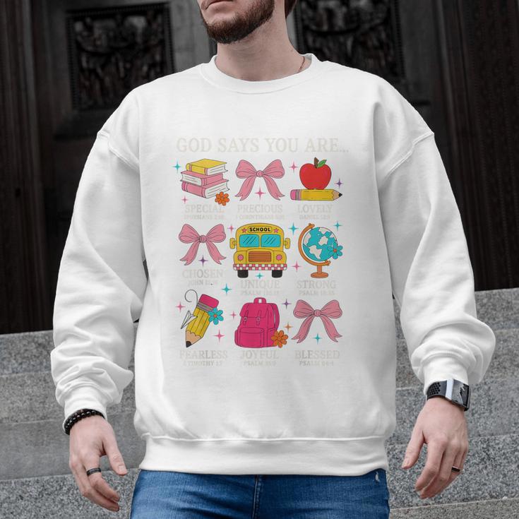Teacher Christian God Says I Am Faith Religious Bible Verse Men Graphic Sweatshirt