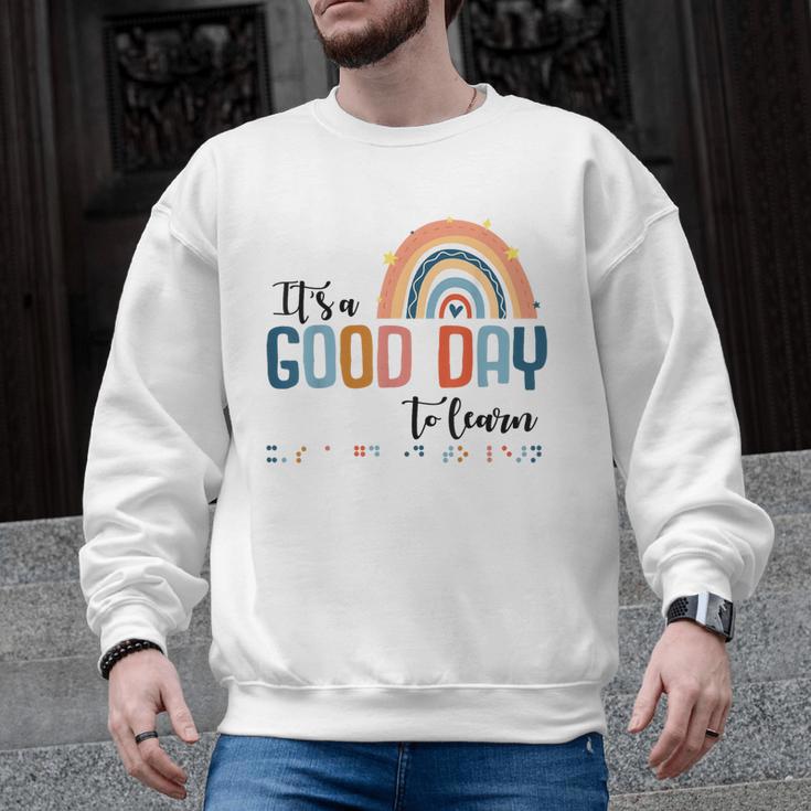 Teacher Of Visually Impaired Braille A Good Day To Learn Men Graphic Sweatshirt