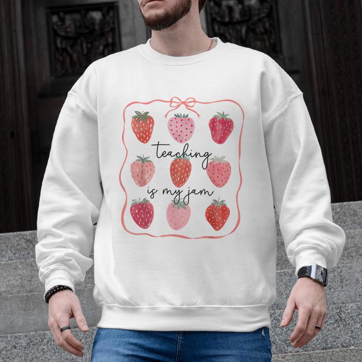 Teaching Is My Jam Teacher Team Crew Cute Strawberry Girls Men Graphic Sweatshirt