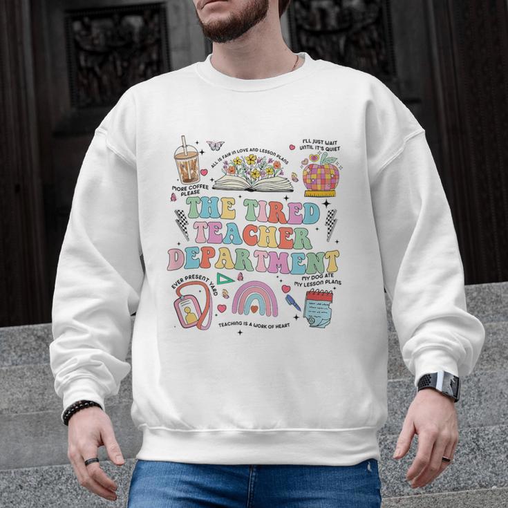 The Tired Teachers Department Retro Groovy Back To School Men Graphic Sweatshirt