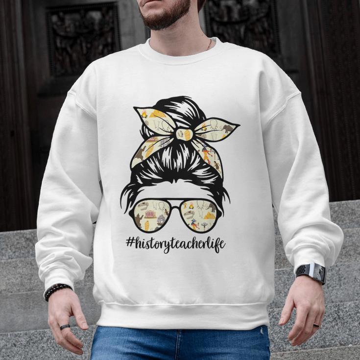 History Teacher Messy Bun Life Hair Glasses Men Graphic Sweatshirt