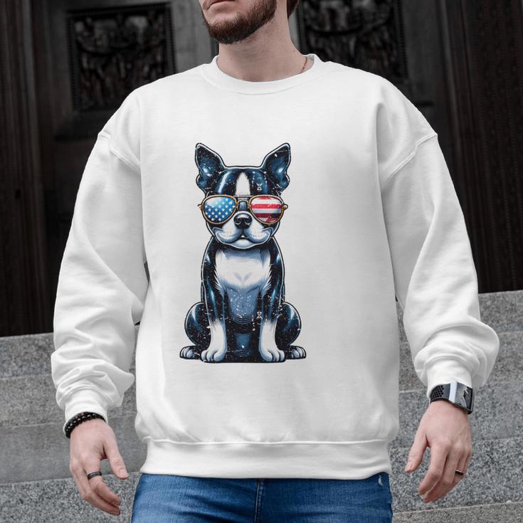 USA Flag Boston Terrier Best Dog Mom Ever 2025 Men Graphic Sweatshirt