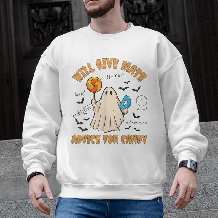 Will Give Math Advice For Candy Math Ghost Teacher Halloween Men Graphic Sweatshirt