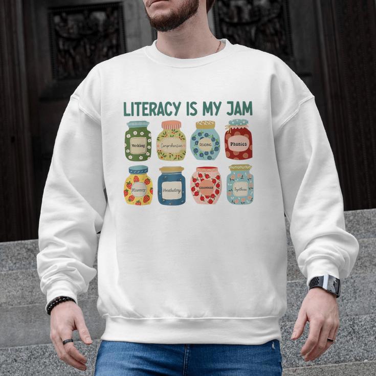 Women Literacy Is My Jam Literacy Teacher Reading Teacher Men Graphic Sweatshirt