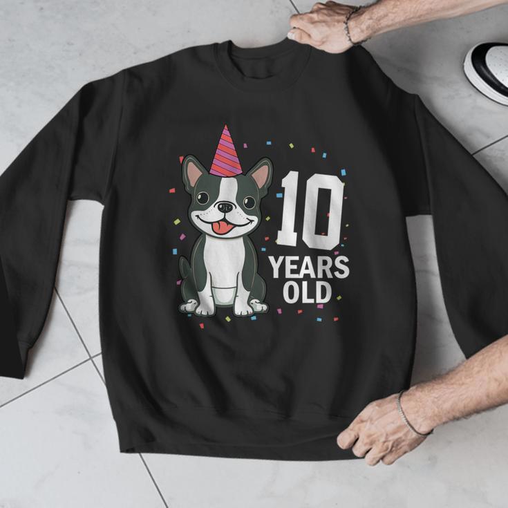 10 Years Old Birthday Boston Terrier Dog Lover 10th Party For Men Women Kids Men Graphic Sweatshirt, funny design