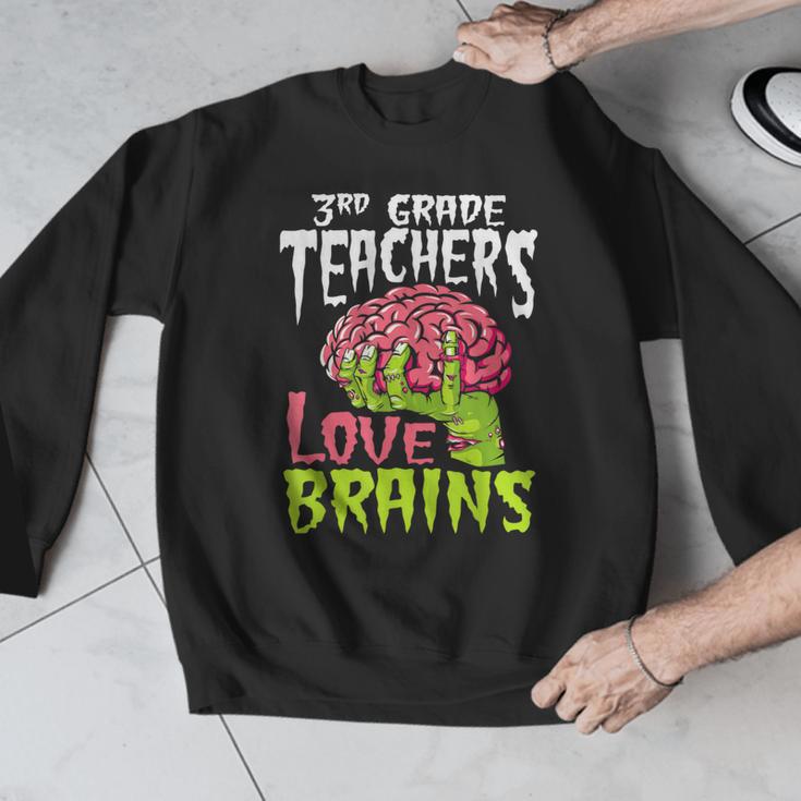 3rd Grade Teachers Love Brains Zombie Teacher Halloween Men Graphic Sweatshirt, funny design