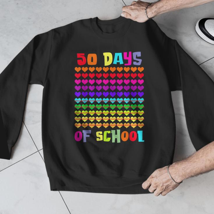 50 Days Of School Hearts Teacher Happy 50th Day Of School Men Graphic Sweatshirt, funny design