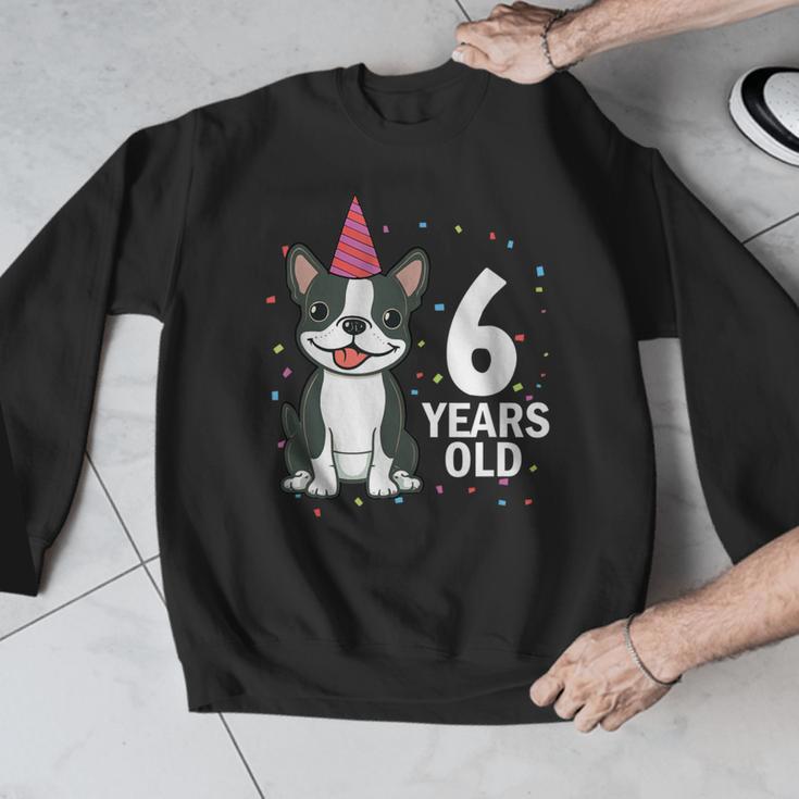 6 Years Old Birthday Boston Terrier Dog Lover 6th Party Kid Men Graphic Sweatshirt, funny design