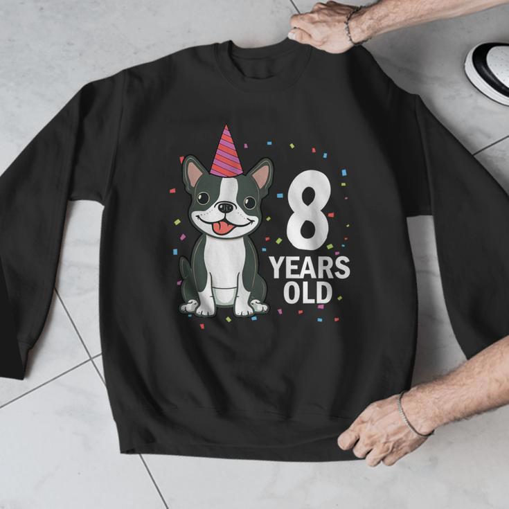 8 Years Old Birthday Boston Terrier Dog Lover 8th Party Kid Men Graphic Sweatshirt, funny design