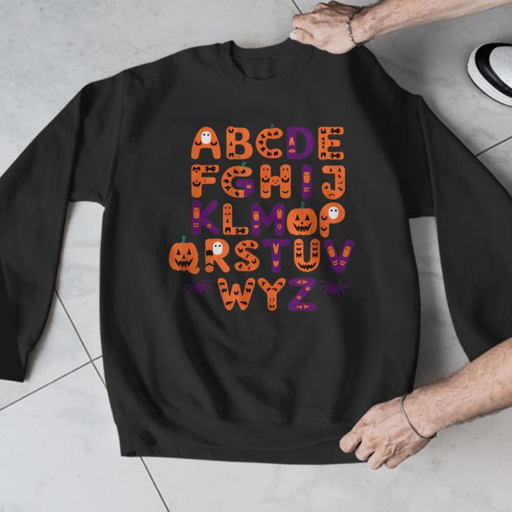 ABCs Learning Kindergarten Teacher Halloween Alphabet Men Graphic Sweatshirt, funny design ABCs Learning Kindergarten Teacher Halloween Alphabet Men Graphic Sweatshirt, funny design