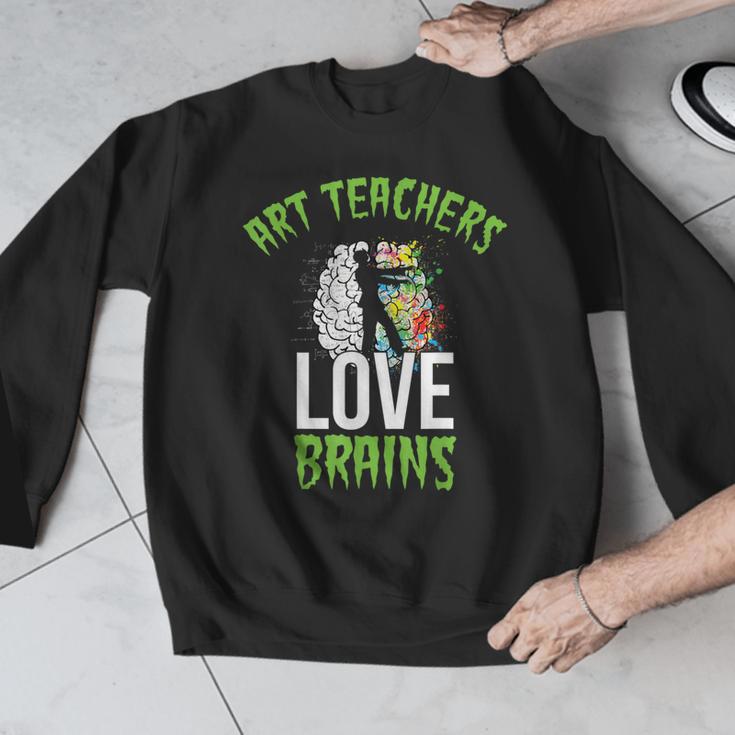 Art Teachers Love Brains Shirt Halloween Zombie Teaching Tee Men Women Kids Men Graphic Sweatshirt, funny design