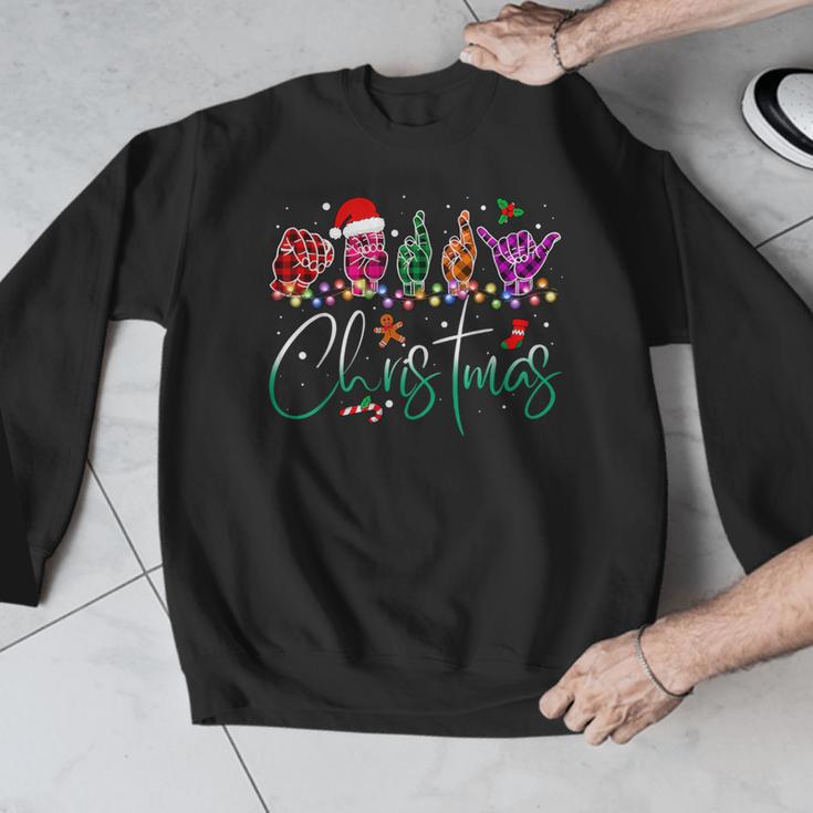 ASL Christmas Buffalo Plaid Teacher American Sign Language Men Graphic Sweatshirt, funny design ASL Christmas Buffalo Plaid Teacher American Sign Language Men Graphic Sweatshirt, funny design