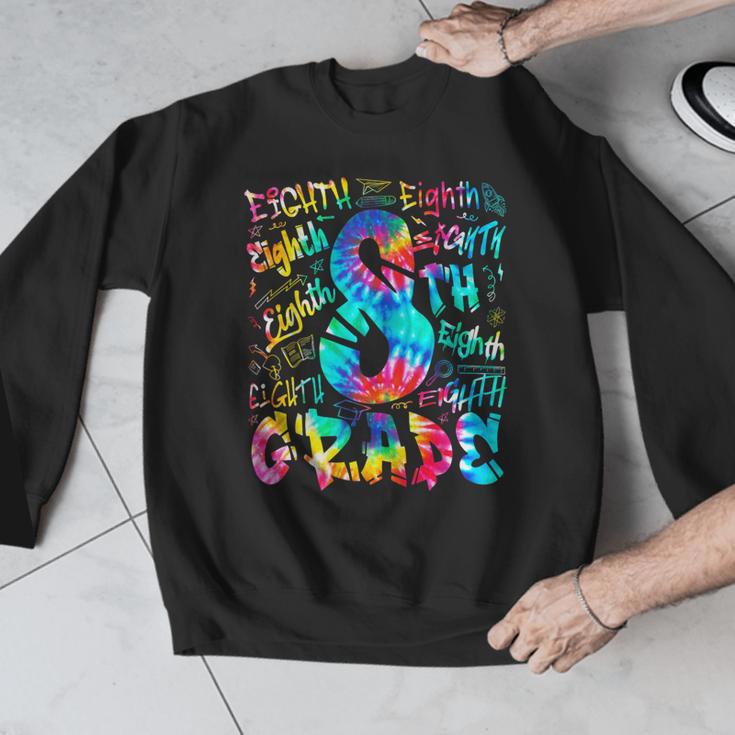 Back To School Eighth 8th Grade Tie Dye Typography Teacher Men Graphic Sweatshirt, funny design