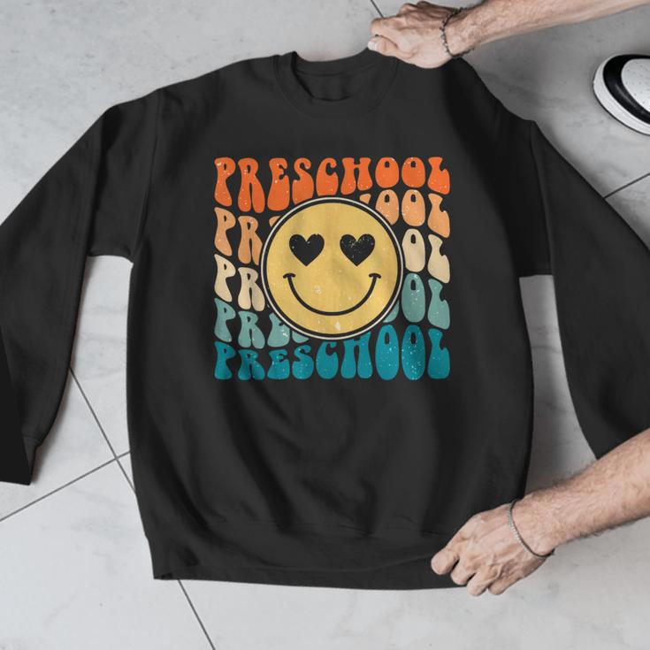 Back To School Groovy Smile Preschool Teachers Students Kids Men Graphic Sweatshirt, funny design