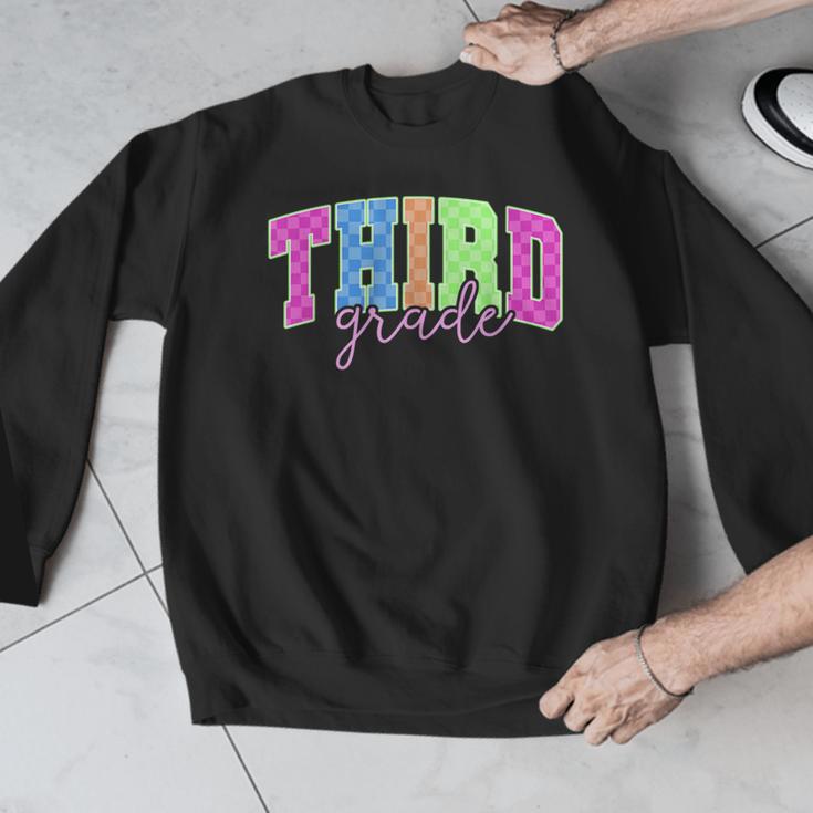 Back To School Neon Checkered Third Grade Colorful Teacher Men Graphic Sweatshirt, funny design Back To School Neon Checkered Third Grade Colorful Teacher Men Graphic Sweatshirt, funny design