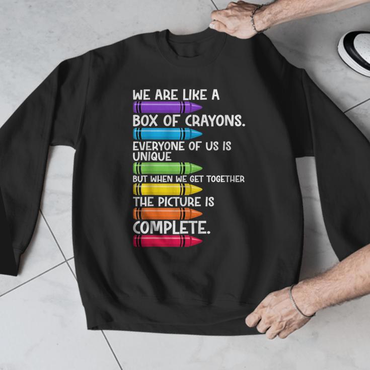 Back To School Teacher We Are Like A Box Of Crayons Men Graphic Sweatshirt, funny design Back To School Teacher We Are Like A Box Of Crayons Men Graphic Sweatshirt, funny design