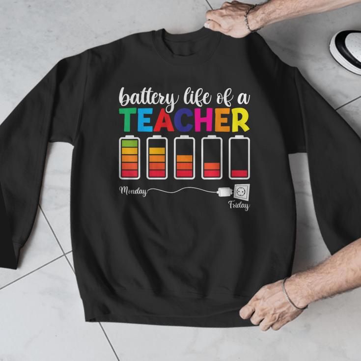 Battery Life Of a Teacher Shirt Thanksgiving Teacher Men Graphic Sweatshirt, funny design