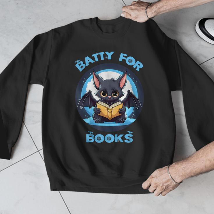 Batty About Books Lover Teacher Librarian Bookish Halloween For Men Women Kids Men Graphic Sweatshirt, funny design Batty About Books Lover Teacher Librarian Bookish Halloween For Men Women Kids Men Graphic Sweatshirt, funny design