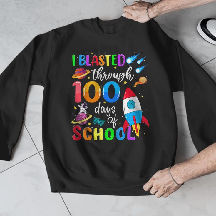 I Blasted Through 100 Days Of School 100th Day Teacher Kids Men Graphic Sweatshirt, funny design I Blasted Through 100 Days Of School 100th Day Teacher Kids Men Graphic Sweatshirt, funny design
