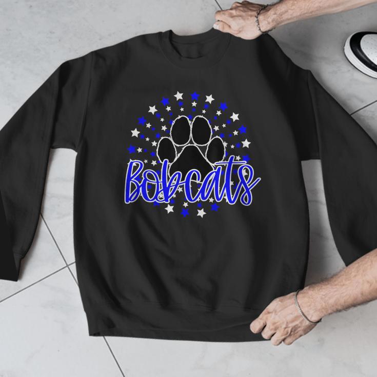Blue Bobcats School Spirit Coquette Bow Mascot Teacher Men Graphic Sweatshirt, funny design Blue Bobcats School Spirit Coquette Bow Mascot Teacher Men Graphic Sweatshirt, funny design