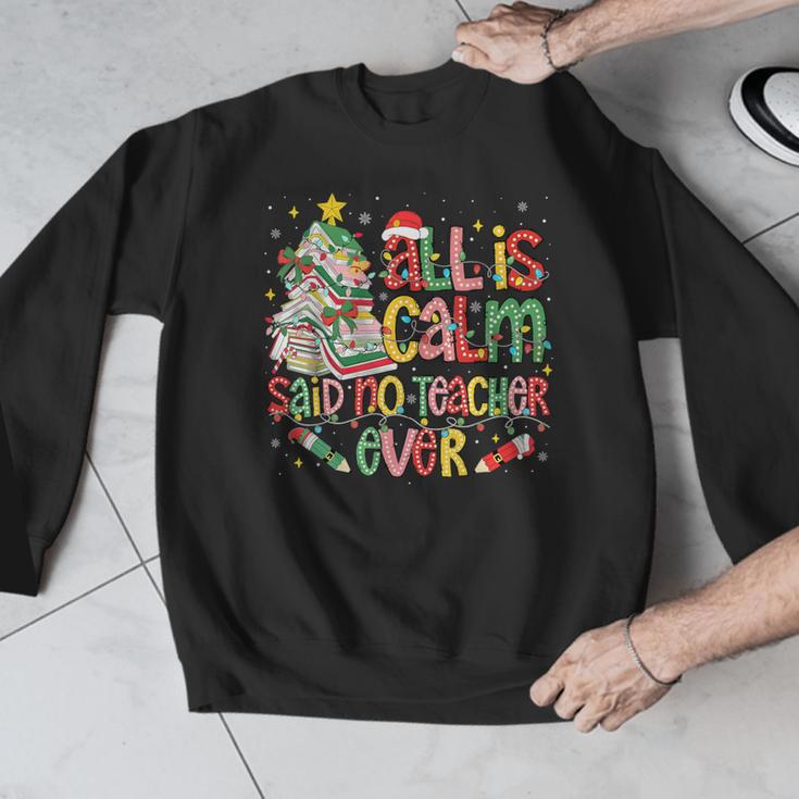 Book Tree All Is Calm Said No Teacher Ever Christmas Men Graphic Sweatshirt, funny design