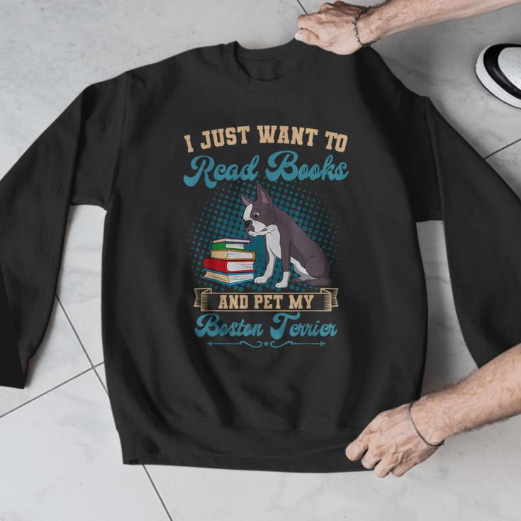 Boston Terrier American Gentleman Bibliophile Book Lover Men Graphic Sweatshirt, American Boston Terrier Gifts, funny design