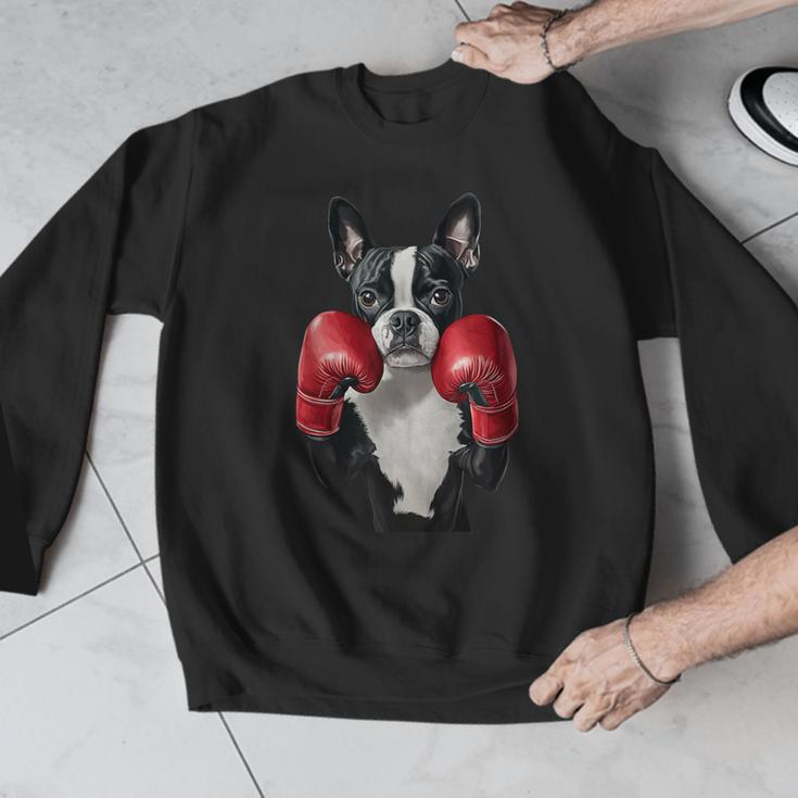 Boston Terrier Boxing Men Graphic Sweatshirt, funny design
