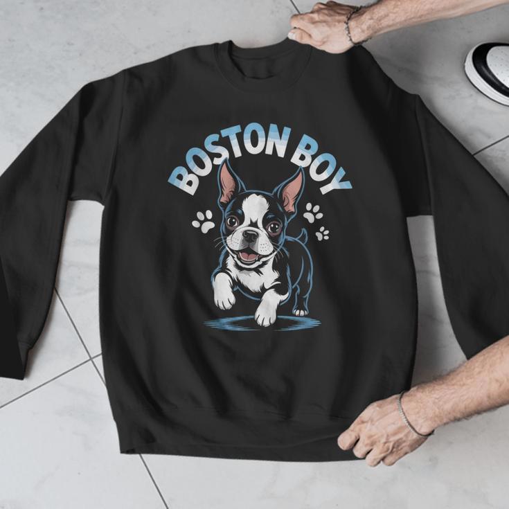 Boston Terrier Boy Cute Cartoon Dog Owner Pet Boston Terrier Men Graphic Sweatshirt, funny design