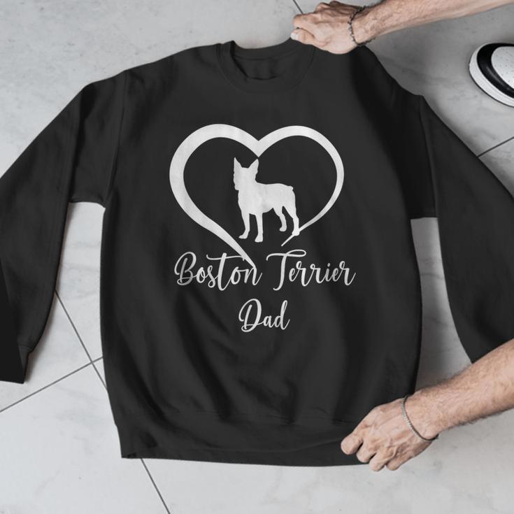 Boston Terrier Dad Cute Boston Terrier Silhouette Heart Men Graphic Sweatshirt, Boston Terrier Dad Gifts, funny design